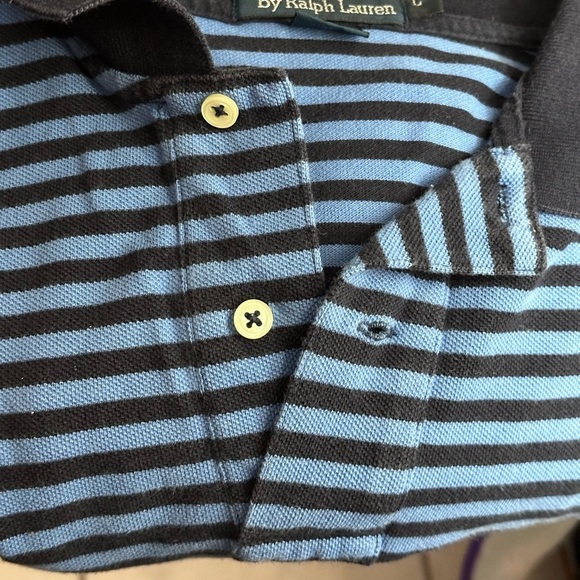 Polo by Ralph Lauren Men Blue Stripe Polo Shirt Cotton Short Sleeve Size L. - Picture 9 of 9